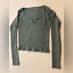 Brandy Melville Sage Ribbed Long Sleeve Top